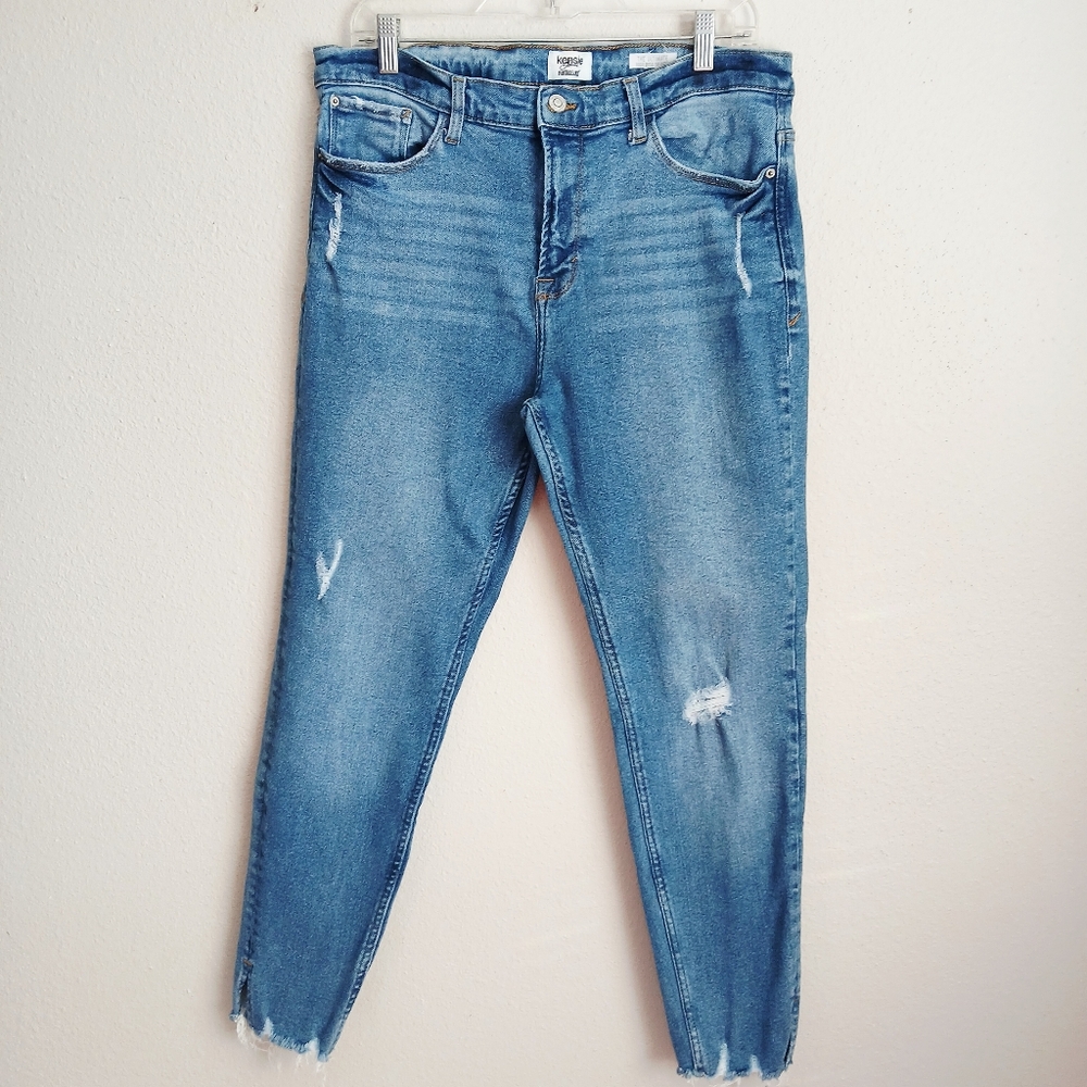 Kensie Blue Distressed The High Rise Skinny  Womens Size 12